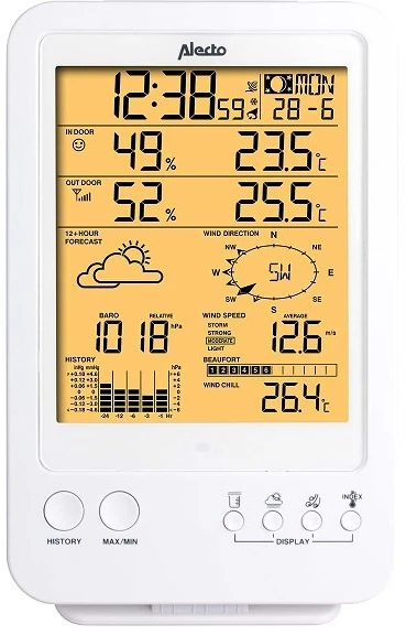 Profesionali meteorologinė stotelė „Alecto WS-4800“ su belaidžiu jutikliu