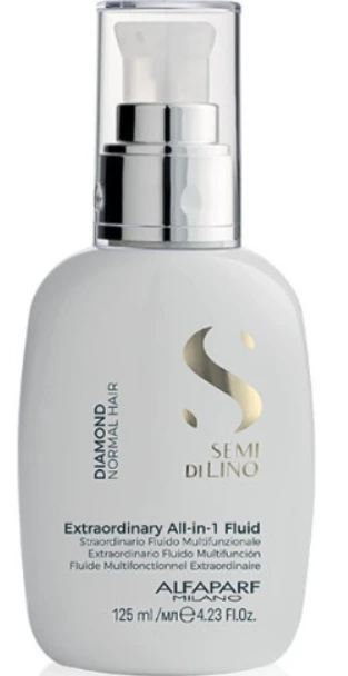 "Alfaparf Milano Semi Di Lino Diamond Extraordinary All-In-1 Fluid" nenuplaunamoji plaukų priežiūros priemonė 125ml