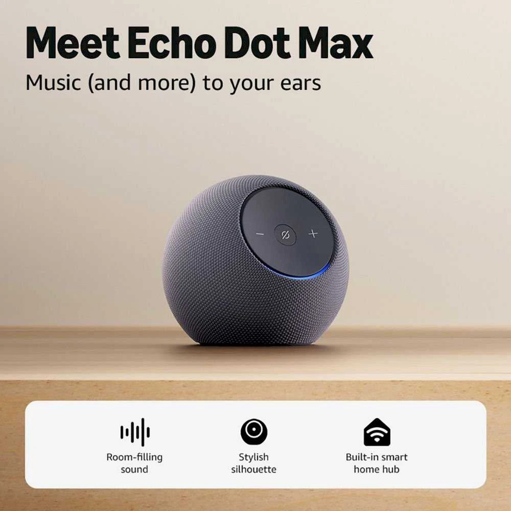 Amazon „Echo Dot Max“ (2025 m.) išmanioji kolonėlė su „Alexa“ – Juodas