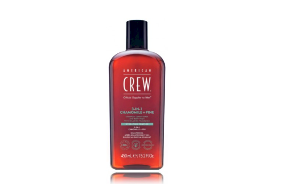 „American Crew“ 3 viename ramunėlių ir pušies kvapo skalbiklis, 450 ml