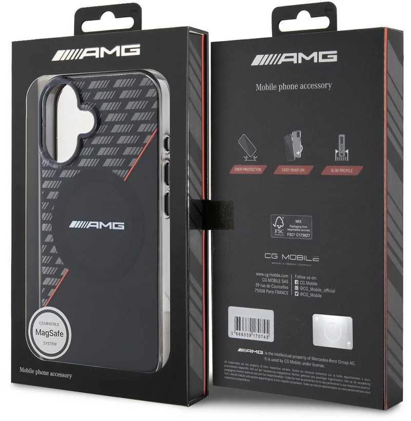AMG Rhombs MagSafe Apple iPhone 16 Plus dėklas telefonui juodos spalvos