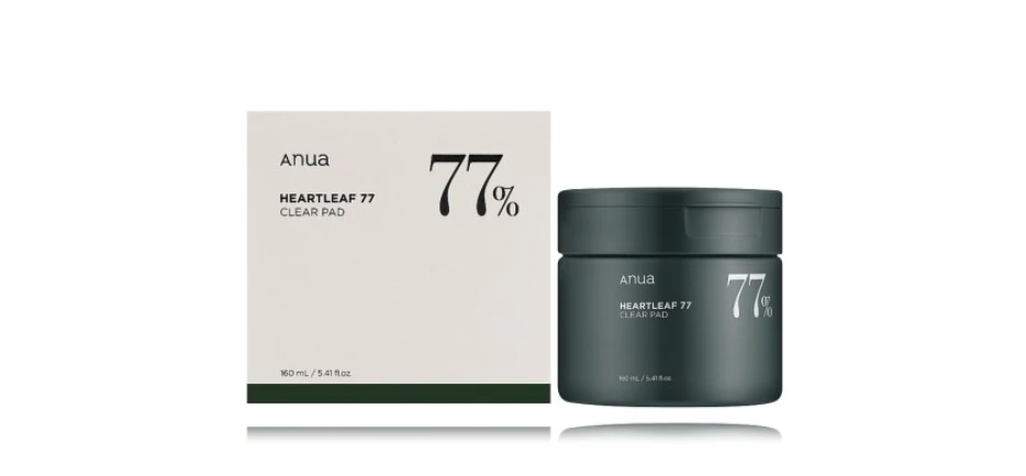 Anua Heartleaf 77 Clear Pad Švelniai valantys ir raminamieji tonerio padeliai, 70 vnt