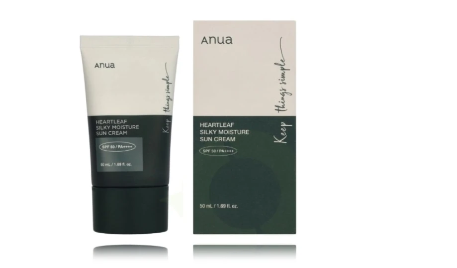 Anua Heartleaf Silky Moisture Sun Cream SPF50+ PA++++ Apsauginis kremas nuo saulės, 50 ml