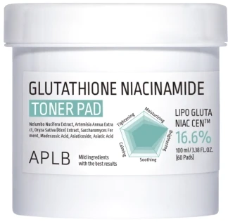 APLB Glutathione Niacinamide Toneris Pad veido valymo padeliai, 60 vnt.