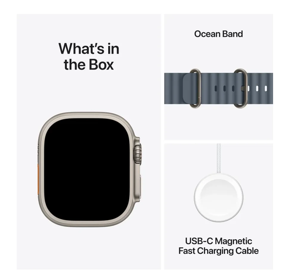 Išmanusis laikrodis Apple Watch Ultra 3 (2025) 5G 49mm Natural Titanium Case with Ocean Band – Anchor Mėlyna