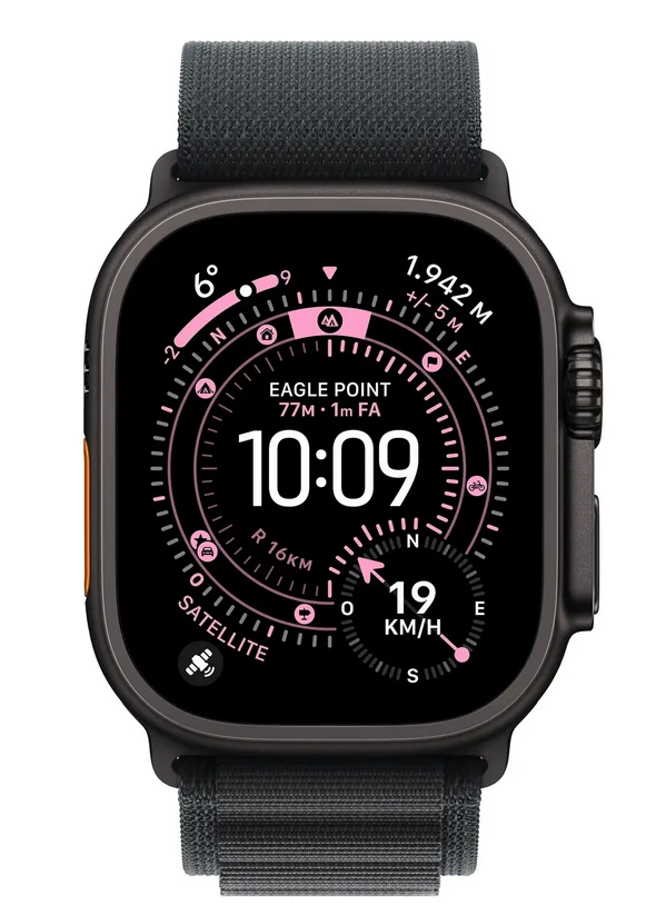 Išmanusis laikrodis Apple Watch Ultra 3 OLED 49 mm Skaitmeninis 422 x 514 pikseliai Lietimui jautrus ekranas 5G Juoda „Wi-Fi“ GPS (palydovinis)