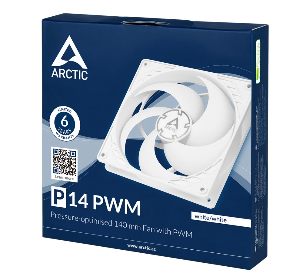 ARCTIC P14 PWM korpuso ventiliatorius, 4-pin, 140mm, baltas