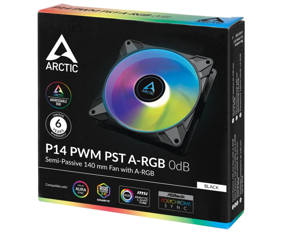 ARCTIC P14 PWM PST A-RGB korpuso ventiliatorius, 4-pin, 140mm, juodas