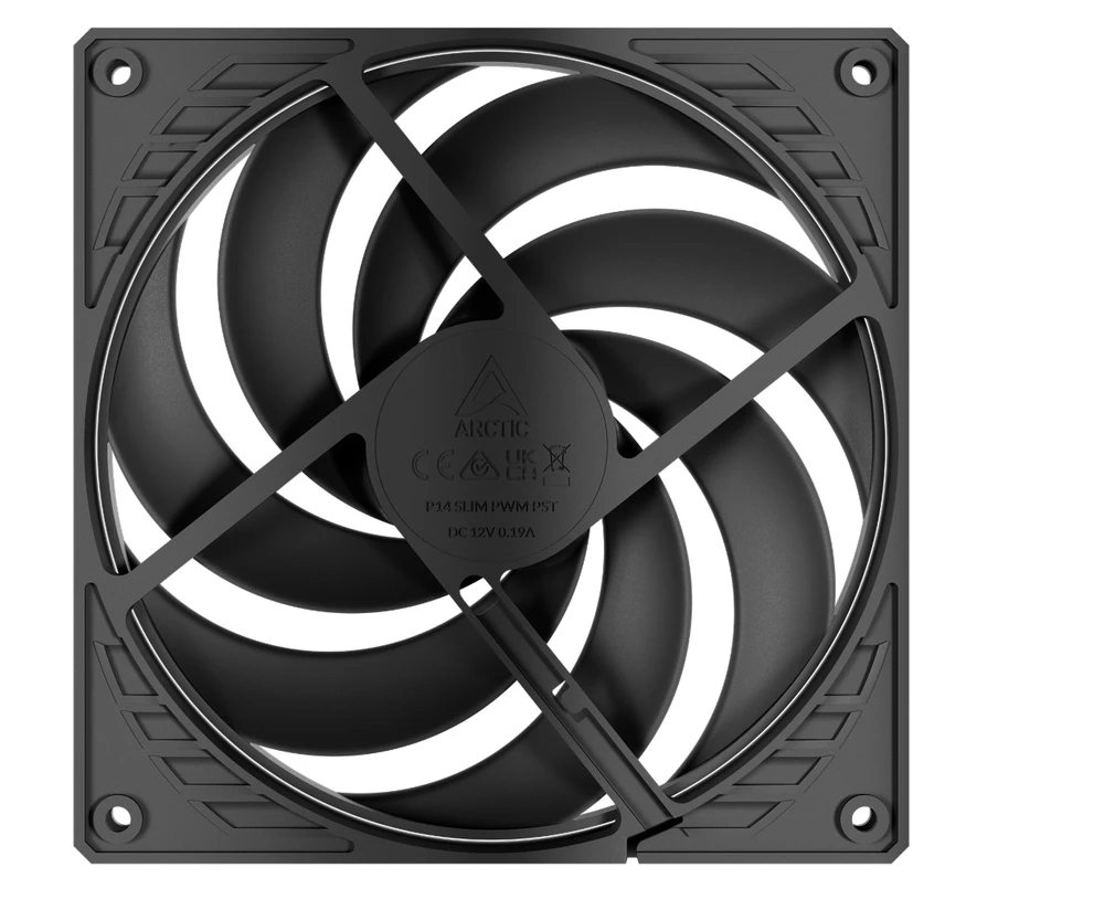 ARCTIC P14 SLIM PWM PST korpuso ventiliatorius, 4-pin, 140mm, siauras, juodas