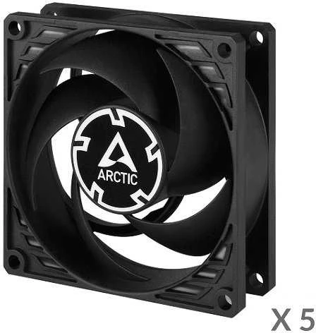 ARCTIC P8 Silent ypač tylūs korpuso ventiliatoriai, 3-pin, 80mm, juodi, 5 vnt.