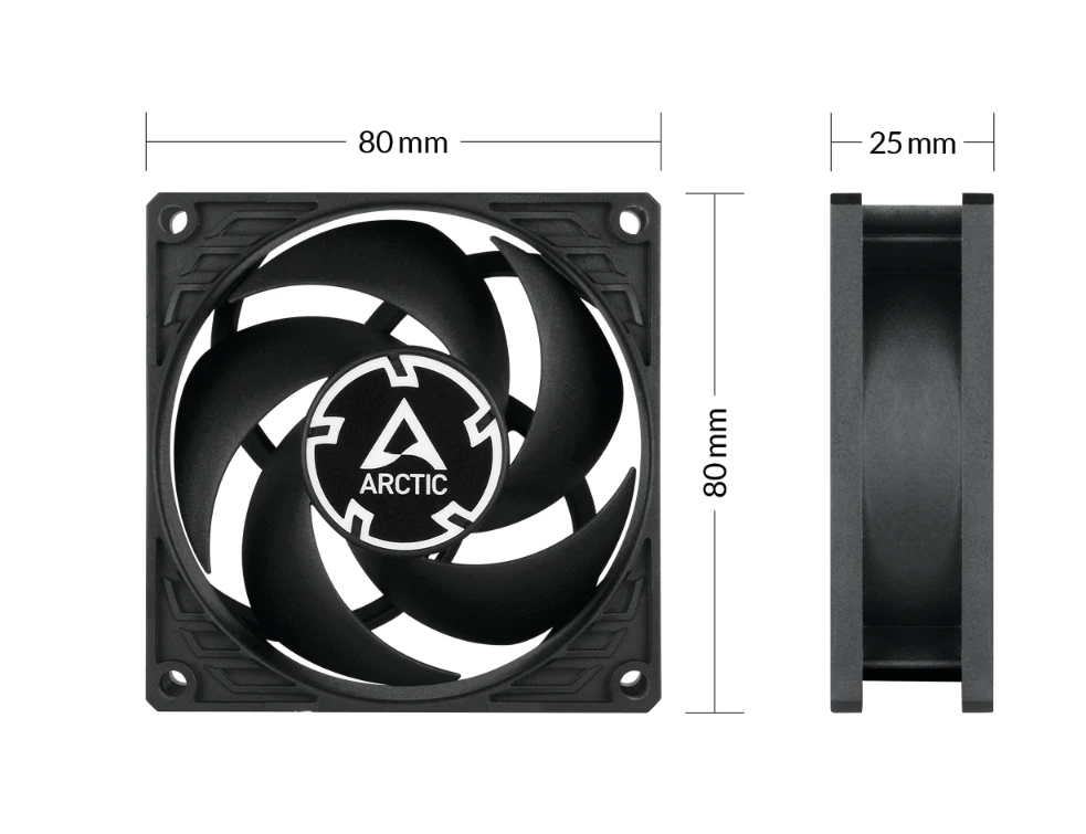 Korpuso ventiliatorius ARCTIC P8 MAX, 4-pin, 80mm, juodas