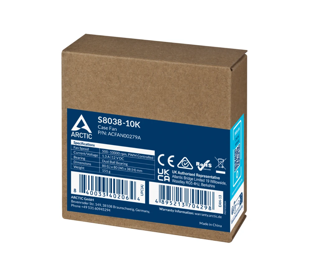 ARCTIC S8038-10K serverio ventiliatorius, 4-pin, 80mm