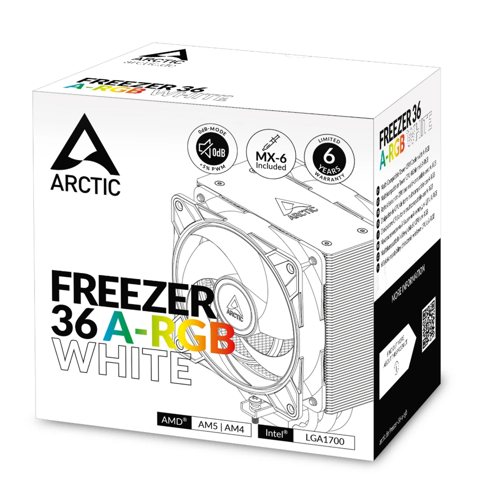 ARCTIC Šaldiklis 36 A-RGB procesoriaus aušintuvas, baltas