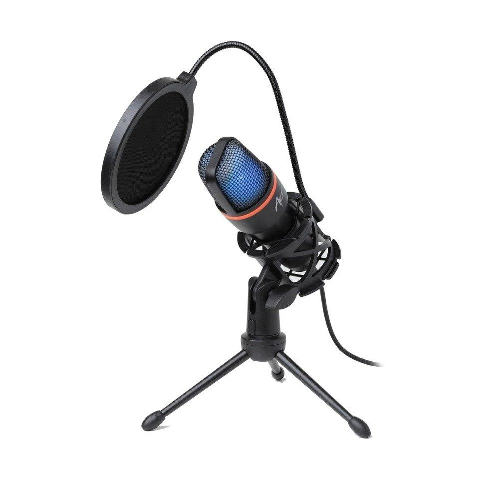 ART talpinis stovimas mikrofonas su membrana AC-02 trikojo USB LED