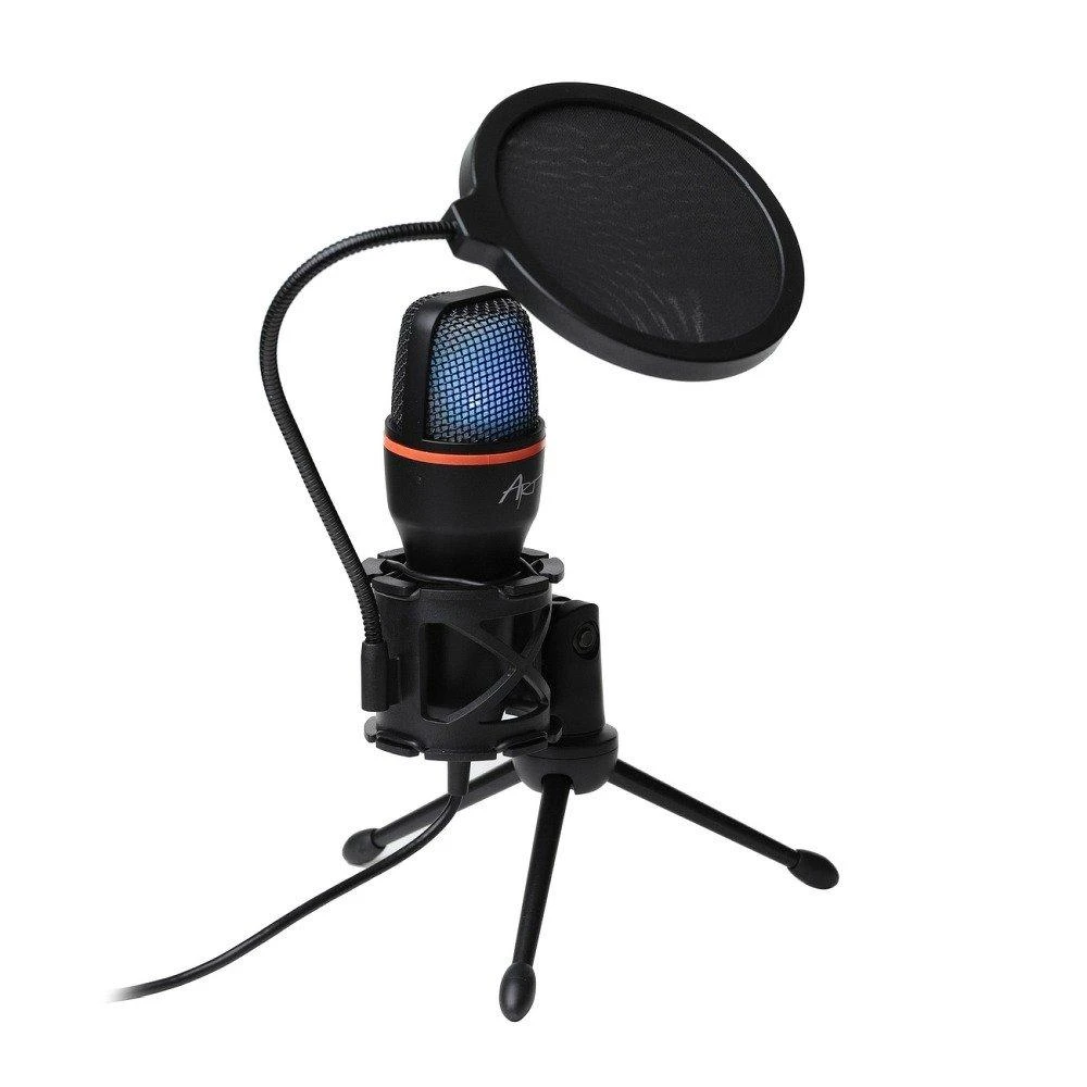 ART talpinis stovimas mikrofonas su membrana AC-02 trikojo USB LED