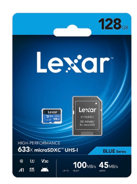 Atminties kortelė Lexar | Didelio našumo 633x | UHS-I | 128 GB | micro SDXC