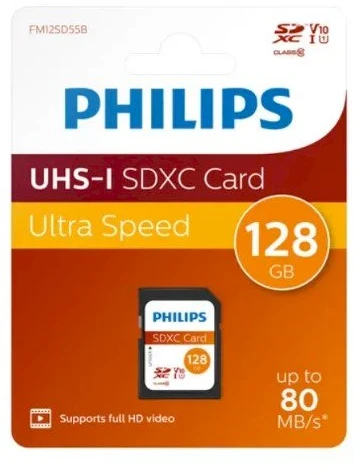 Atminties kortelė „Philips“ SDXC kortelė 128 GB, 10 klasės UHS-I U1