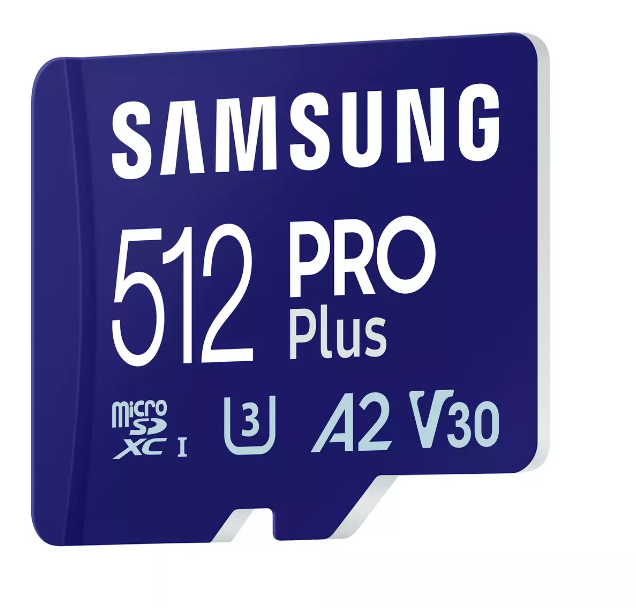 Atminties kortelė SAMSUNG PRO Plus Micro SD 512GB Iki 180MB/s Skaitymas ir 130MB/s Rašymo greitis su 10 klasės 4K UHD įsk. Kortelių skaitytuvas 2023