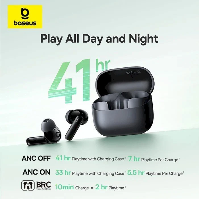 Ausinės Baseus Bass BF1 NC In-Ear True Belaidės Earphones Galaxy Mėlyna