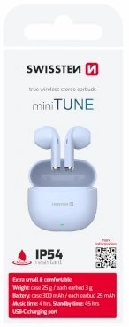 Ausinės Swissten TWS Mini TUNE Bluetooth Stereo Earbuds su mikrofonu Mėlyna