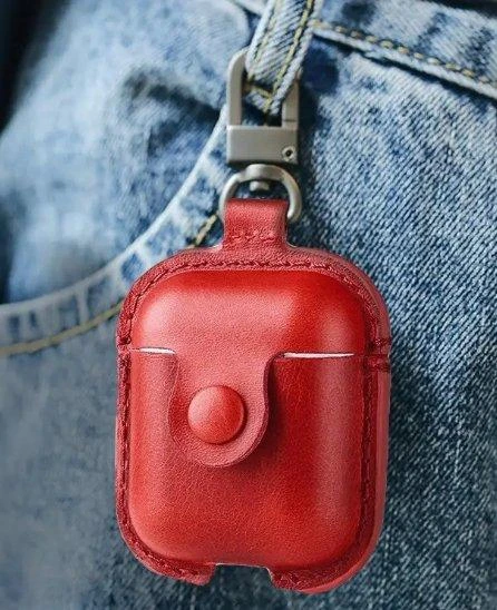 Dėklas Devia Devia Lux Series Eco Leather Look magnetinis karabinas, skirtas Apple AirPods 1st Generation ausinėms