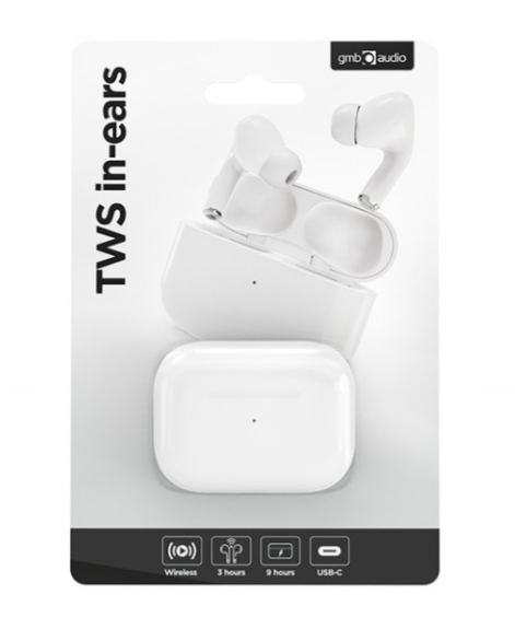 Ausinės Bezvadu austiņas Gembird TWS-03-W TWS Baltas