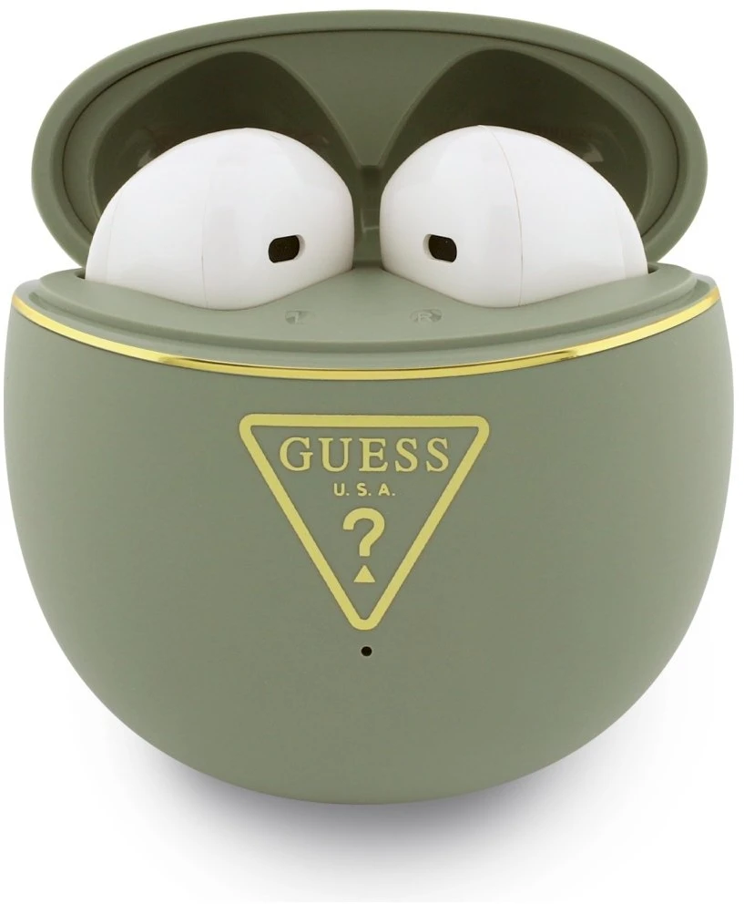 Belaidės ausinės Guess TWS GUTWSA15HETN (Small Round Script Print) khaki