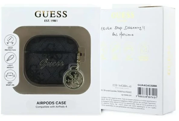 Guess 4G Charm Collection - dėklas skirtas AirPods 4 (Juodas)
