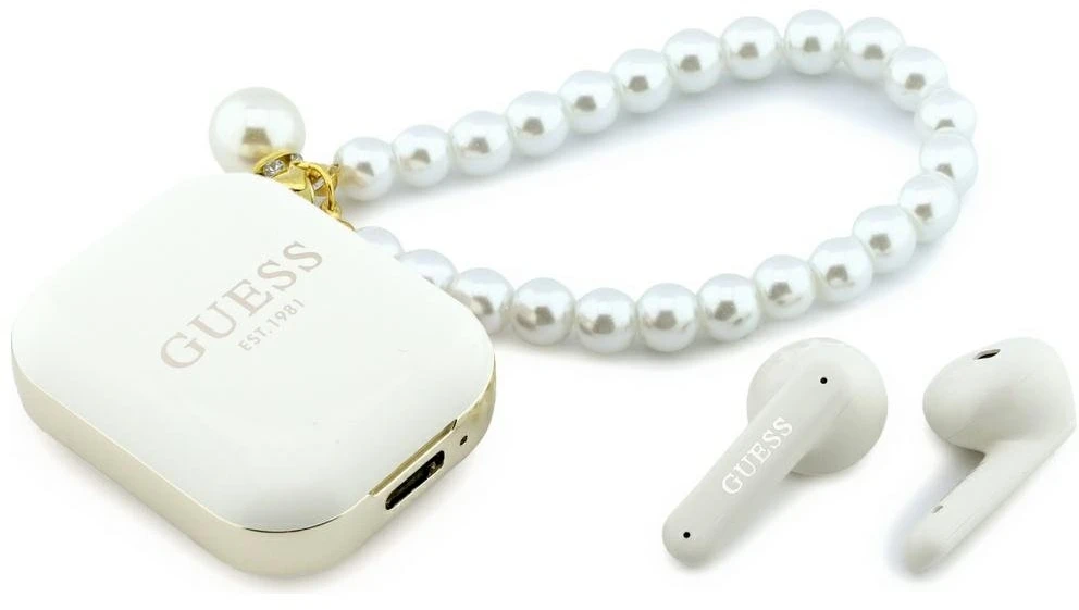 Belaidės ausinės GUESS TWS Pearl Strap GUE005327 baltas