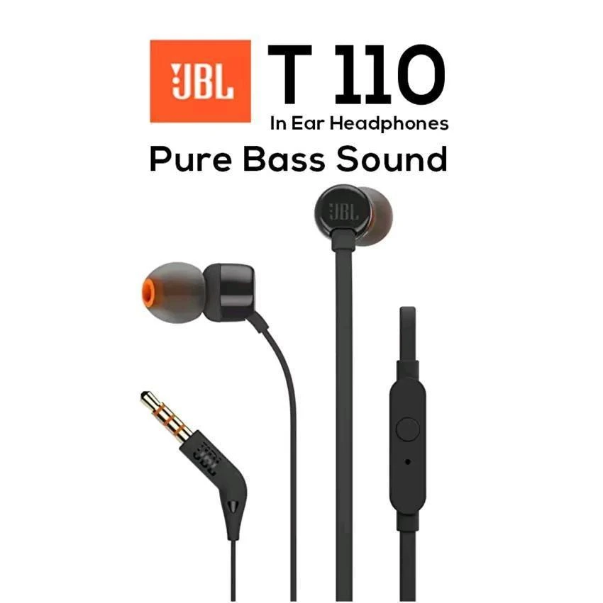 Ausinės JBL T110BLK, laidinės, Juodos
