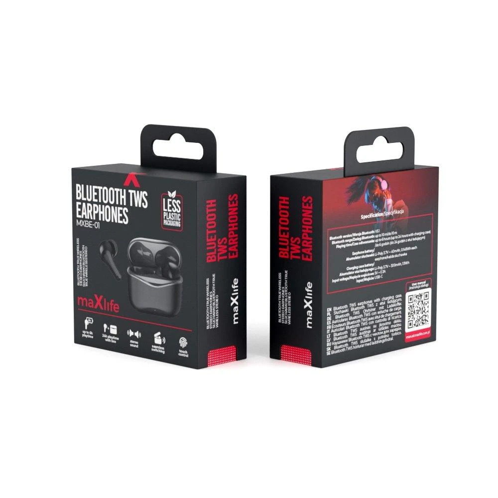 Maxlife BT ausinės TWS MXBE-01 juodos