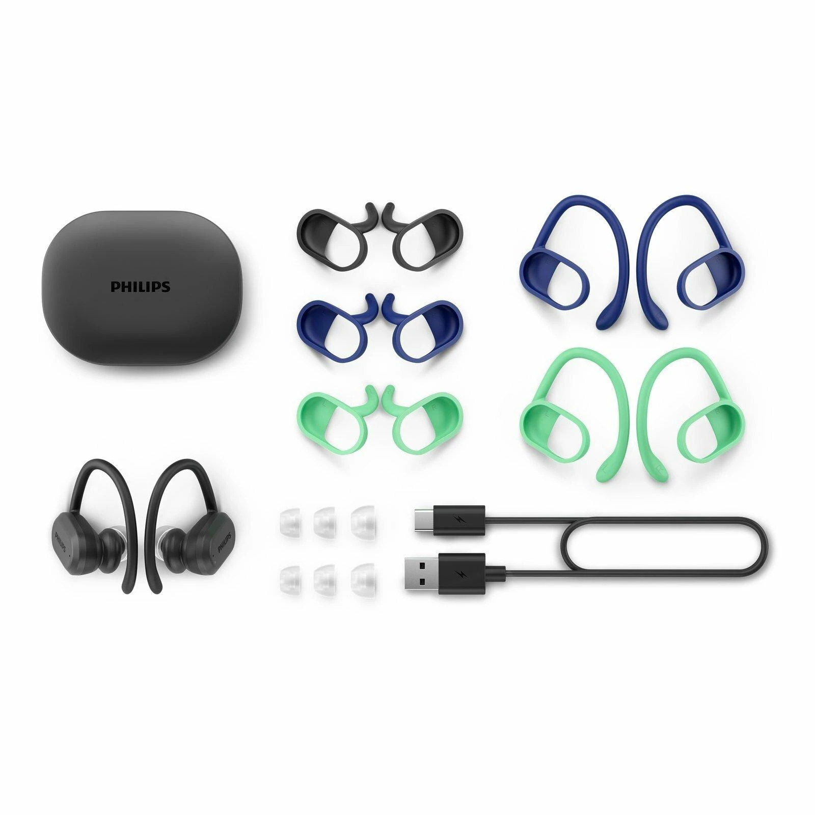 Belaidės sportinės ausinės Philips TAA7306BK/00, Juodos