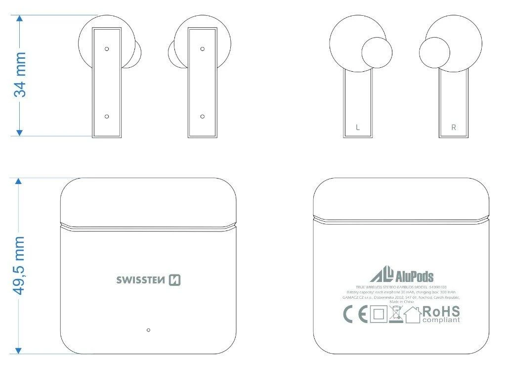 Swissten ALUPODS PRO techninių matmenų schema