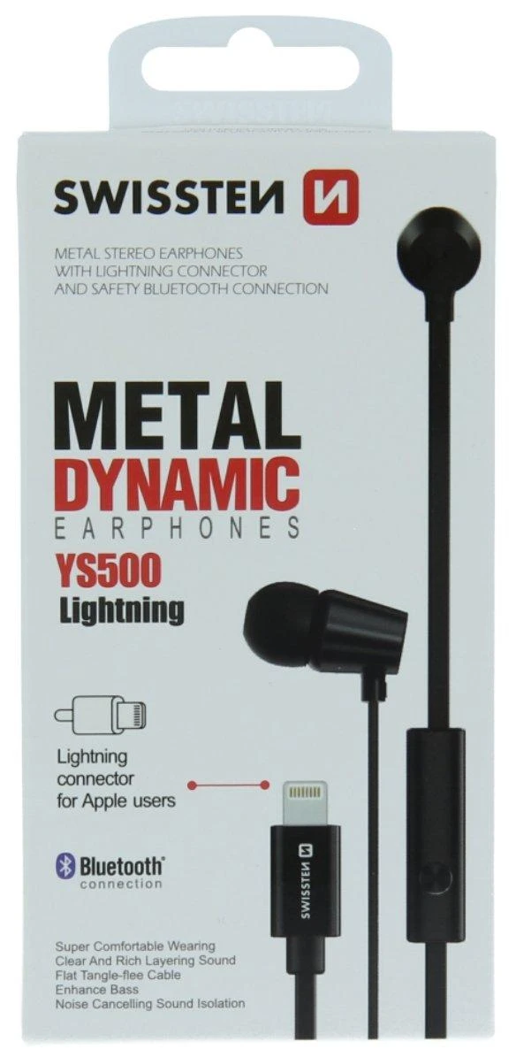 SWISSTEN YS500 ausinių pakuotė su Lightning jungtimi