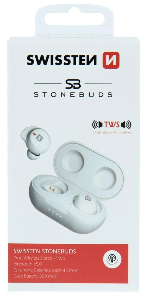 Ausinės Sourcing Swissten TWS Stone Buds Baltas (SW-SB-TWS-WH)