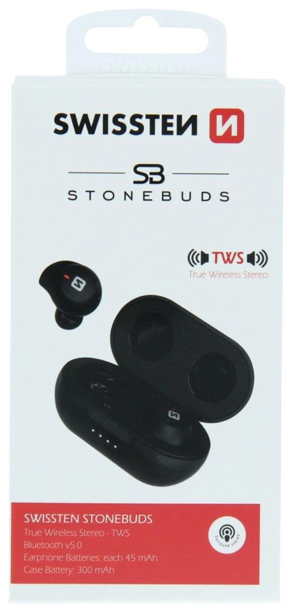 Ausinės Swissten Swissten TWS Stonebuds, laisvų rankų įranga, juoda, 2.0, bluetooth