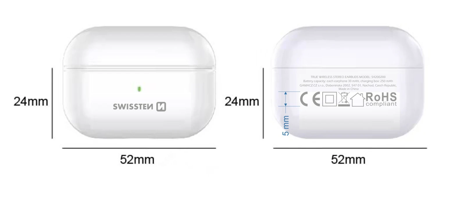 Swissten Ausinės Sourcing Mini Podss Baltas (54200200)