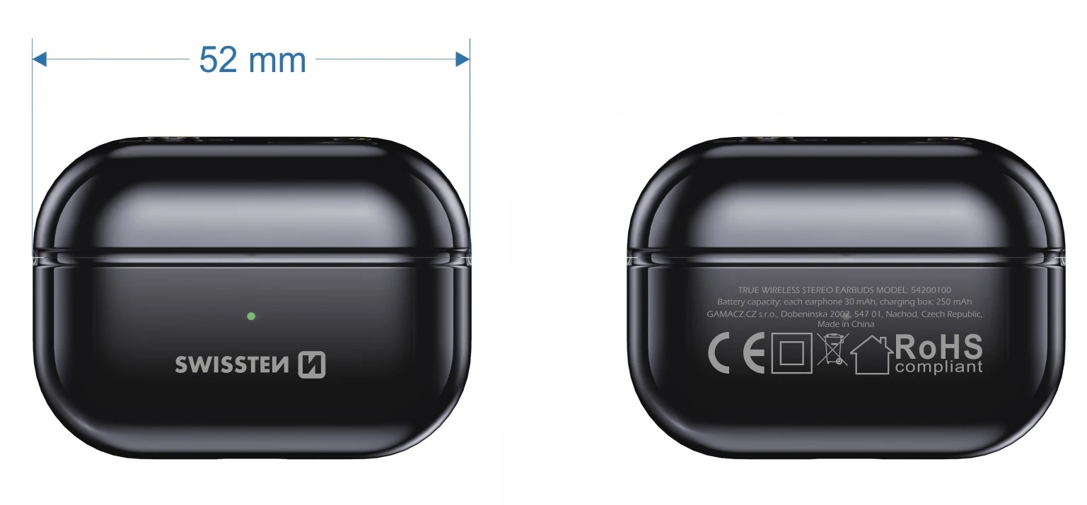 Ausinės Swissten TWS Minipods Juoda