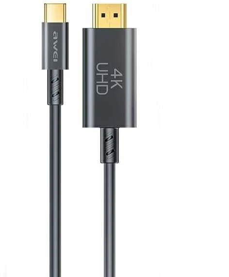 AWEI CL-212T USB-C to HDMI4K 30Hz Cable juodos spalvos
