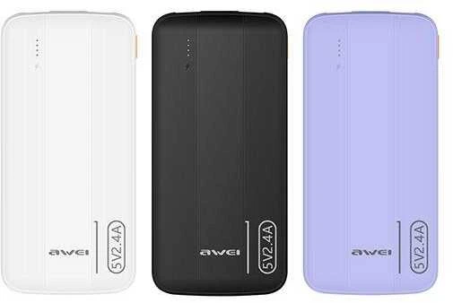 Išorinė baterija Power Bank Awei P20K 5V/2.4A 10000mAh juoda