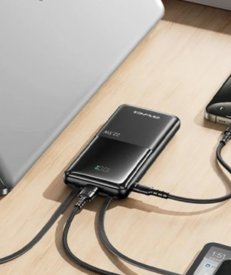 AWEI PowerBank P76K 10000mAh 22.5W juodos spalvos Digital Ekranas
