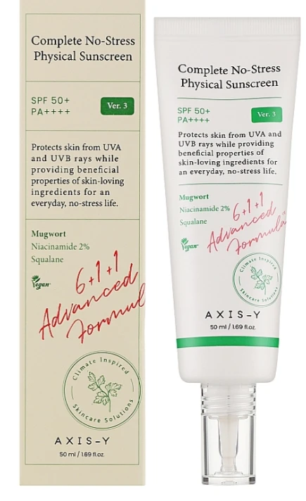 AXIS-Y Complete No-Stress Physical Sunscreen SPF50+ Kremas nuo saulės, 50 ml