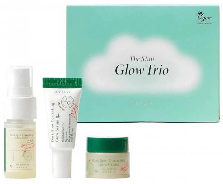 AXIS-Y „Mini Glow“ trio tonikas 12 ml + serumas 5 ml + kremas 5 ml