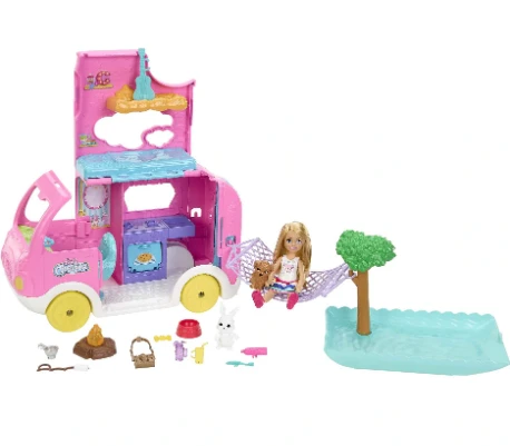 Barbie Barbės kemperis „Chelsea Mini Doll“ + Gyvūnų aksesuarai HNH90 ZA5091