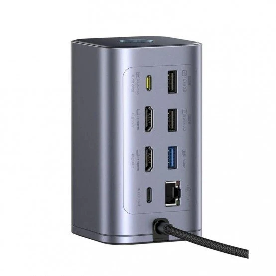 Jungčių stotelė / adapteris 1in12 USB C kištukas - 2xHDMI RJ45 SD/TF USB3 NU1 Air Spacemate BASEUS