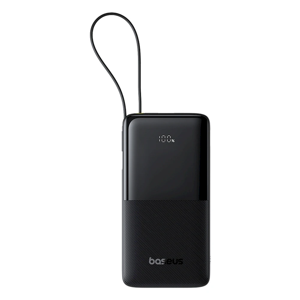 LiPo išorinis akumuliatorius (Powerbank) 20000mAh 20W, su įmontuotu USB-C kabeliu, USB-A, USB-C Bipow2 Juodas BASEUS