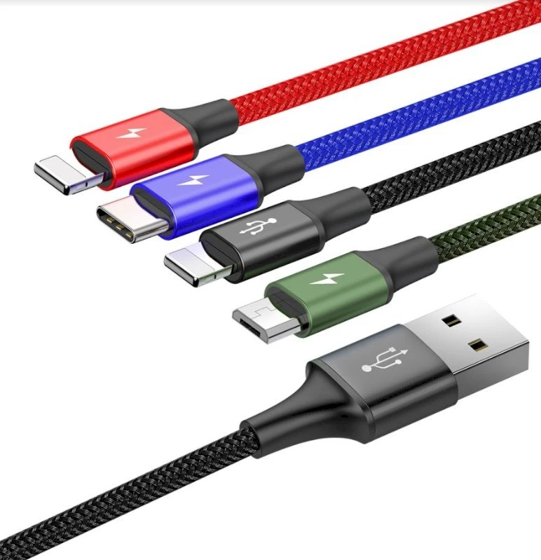 Baseus USB Fast 4in1 USB-C / 2x Lightning / Micro kabelis 3.5A 1.2m - Juoda