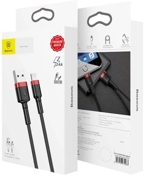 Baseus Cafule kabelis USB Lightning 2A 3m - Juodas / Raudonas