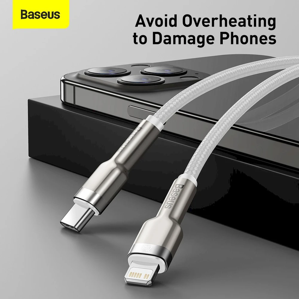 Baseus Cafule USB-C į Lightning kabelis PD 20W 2m - Baltas