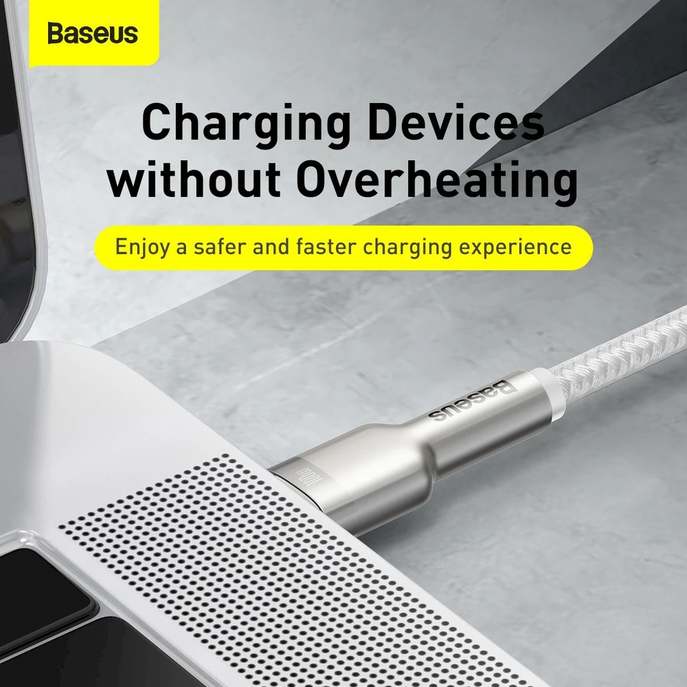 Baseus Cafule USB-C - USB-C laidas 100W 1m - Baltas